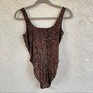 Vintage Animal Print Tiger Print Lycra Retro Leotard Bodysuit